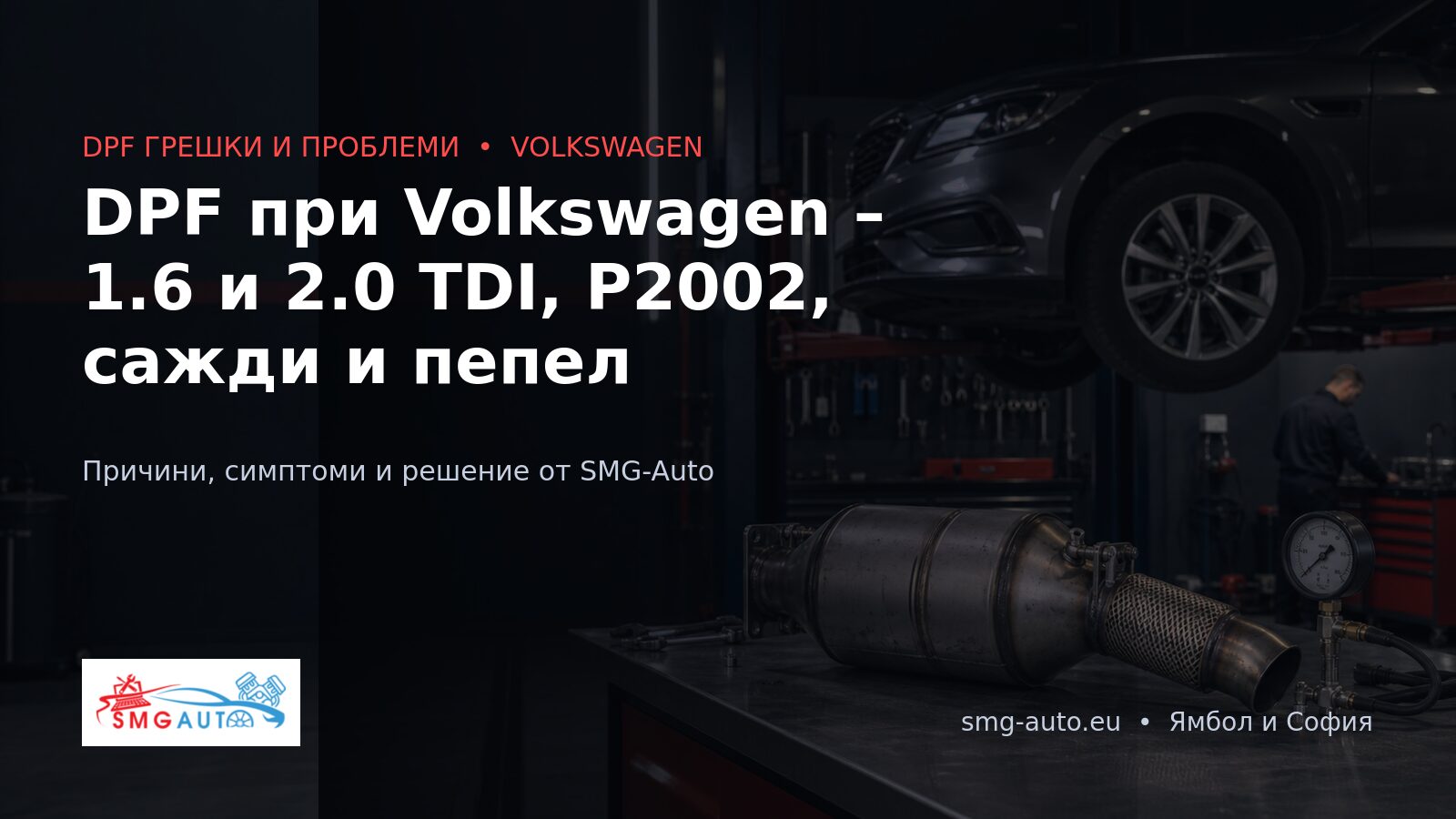 DPF при Volkswagen – 1.6 и 2.0 TDI, P2002, сажди и пепел